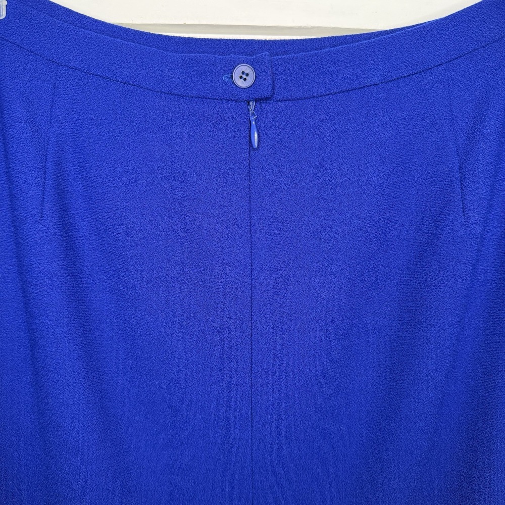 Kasper Blue Size 14P Wool Pencil Skirt Zipper Slit Lined Work Career Business - Picture 4 of 6